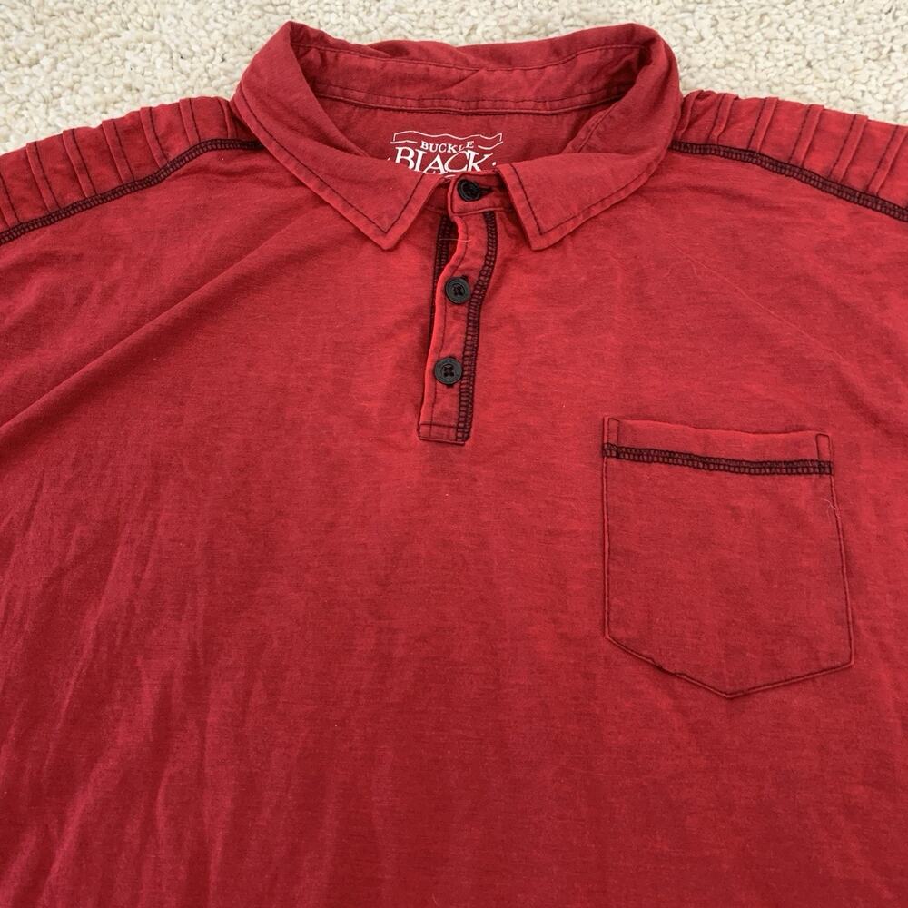 Buckle Black Shirt Mens XXL Dark Red Stitching Golf Lightweight Polo